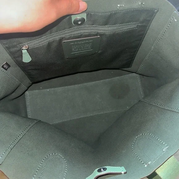 Coach Green Derby Pebble Leather Shoulder Tote Bag - Picture 5 of 7